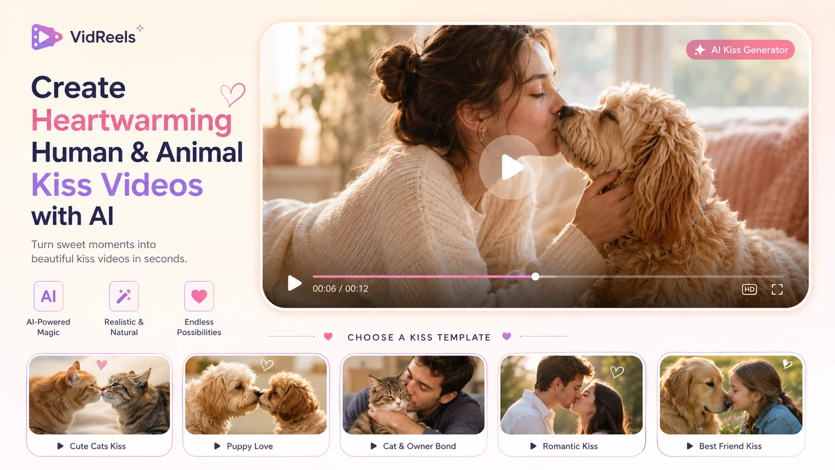 Create Heartwarming Human & Animal Kiss Videos with AI
